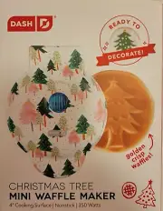 Dash Mini Waffle Maker - Christmas Tree Print Shape Holiday 350 Watt Nonstick