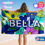 Personalized Nam Extra Large Beach Towel Oversize Custom Floral Towels Sandfree