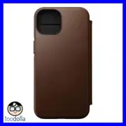 NOMAD Modern Leather Folio Case, card/cash storage, Apple iPhone 14 Pro, Brown