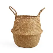 NNEOBA Straw Wicker Rattan Hanging Flowerpot Basket