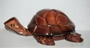 Hand-carved turtle box, Jewelry, Stash box, animal statue, turtle decor 9 inch