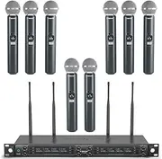 Phenyx Pro 8 Channels Wireless Microphone System, with 8 Dynamic Handheld Microphones, Auto Scan, 8x40 UHF Frequencies, 328 Feet Range, Singing, Karaoke Microphones (PTU-6000-8H)