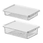 Freezer Storage Box Refrigerator Storage Box with Lid Portable and Stackable