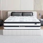 Mattress Euro Top Innerspring Foam Premium Spring System, Breathable Design, Medium Firmness 5-Year Warranty - Vacuum Packed for Freshness (Audreamy-Athens, King Single)