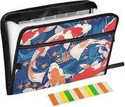 Goldfish Lucky Japanese Accordion File Organizer 13 Pockets A4 Letter Size Folders for Documents with Zipper Closure Paper File Folder for Office