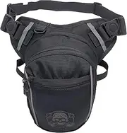 AFISHTOUR Water Resistant Motorcycle Waist Drop Leg Bag for Men and Women - Expandable Fanny Pack with Reflective Logo for Hiking Climbing Cycling Fishing Riding Travel (Black), Black