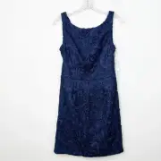NWT AIDAN MATTOX Navy Blue Lace Open Back Section Sleeveless Dress Sz. 8