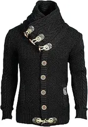 [Generic] Men's Shawl Knitted Turtleneck Cardigan Male Turtleneck Knit Jacket Men Shawl Collar Knitted Sweatshirt