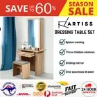 160cm Dressing Table Makeup Table Mirror Sliding shelves Stool Chairs Eco Wood