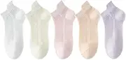 RYZGOJV 5 Pairs Cotton Women Socks, Super Low Cut Liner Socks, Non-slip Hidden Invisible Boat Socks for Girl-C01, Multicolor, Medium