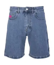Logo patch denim shorts 32 Blue