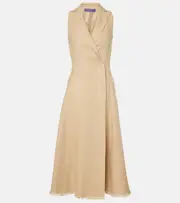 [Ralph Lauren Collection] Ralph Lauren Collection Silk and linen midi dress AU 18 beige