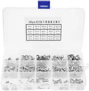 250pcs M2-M5 Stainless Steel Rivets Round Head Rivet Knurled Shank Rivet Nuts Solid Rivets Assortment Set