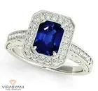 1.15 ct. Natural Blue Emerald Cut Sapphire Ring 0.35 ctw. Diamond 18K White Gold