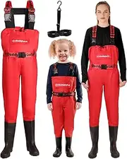 [DaddyGoFish] Kids Chest Waders - Waterproof Fishing Hunting Gear Bass Duck Tributary - Insulated Boots for Junior Anglers Youth Toddler Boy Girl Children