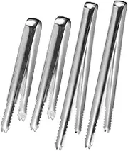 CATIEBYE 4pcs Stainless Steel Serving Tongs Ice Tongs with Sawteeth for Sugar Cubes Ice Cubes and Appetizers for Home Restaurant and Cocktail Use