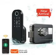 Fingerprint Waterproof Lock Remote Control App Code Keyless Smart Door Rim Lock
