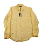Vilebrequin Linen Shirt Mens Small Yellow Caroubis Long Sleeve Button $280