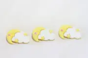 Novelty Button (new) 15/16" (3) YELLOW MOON & CLOUD