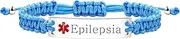 [Uloveido] Light Blue Engraved Epilepsy Medical Identity BraceletY3944, Stainless Steel Polyester, No gemstone