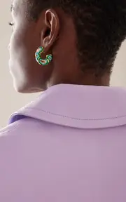 [Bottega Veneta] Cubic Zirconia Gold Vermeil Hoop Earrings