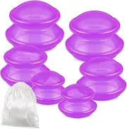 6 Pcs Cupping Kit for Massage Therapy 3 Sizes Silicone Cupping Set Chinese Massage Therapy for Studio Household Cellulite Joint Pain Muscle Pain(Clear Purple)