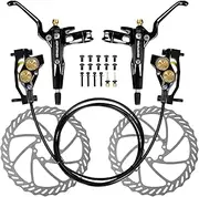 MTB Hydraulic Brake Set 4 Pistons, Disc Brake Bicycle Set Front and Rear, Bicycle Hydraulic Brakes with 180 mm Brake Discs, 610 nm Dry Braking Force for Mountain Bike, E-Bike, Road Bike, Riding