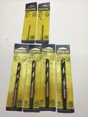 Lot of 6 Irwin Speedbor Brad Point Drill Bits, 1/8" 3/8” 7/16” 1/2", NEW