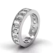 6.5ctw Emerald Diamond Channel Set Eternity Band 14K White Gold (H-I/VS2-SI1)