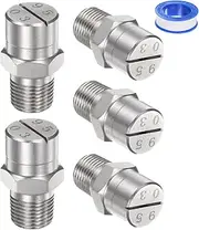 uxcell 5-Pack Flat Fan Spray Tip, 95 Degree 1/8BSPT Male Stainless Steel Pressure Washer Nozzles Cleaner Nozzle Replacement W Sealing Tape for Water Guns (1.1mm Orifice)