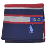 RALPH LAUREN POLO 刺繡小馬LOGO橫紋圖騰帕領巾(酒紅/深藍系)