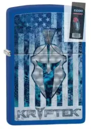 Zippo 49179 Kryptek Logo On American Flag Blue Matte Lighter + FLINT PACK
