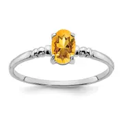 14k White Gold 6x4mm Oval Citrine ring
