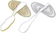 ANDRESLAD 2Pcs Cat Ear Headbands Elastic Lace Hair Bands for Adorable Hair Accessories for Parties Birthdays and Daily Wear