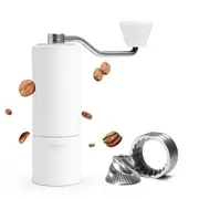 Coffee Grinder,Chestnut C2S Manual Coffee Grinder Stainless Steel S2C Conical Burr Coffee Grinder,Capacity 25g Hand Coffee Bean Grinder,Double Bearing Positioning,White
