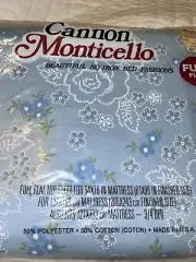 vintage cannon monticello full flat blue floral sheet roses Bedding 50/50 P