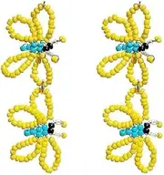 [RYEPOLNIX] Handmade Earrings Yellow Beaded Tassel Ear Hooks Summer Beach Sweet Cute Cool Girls Party Earrings/715