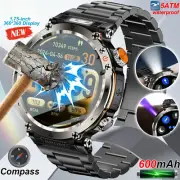 Outdoor Smart Watch 600mAh LED Flashlight SmartWatch Bluetooth Call Heart Rate