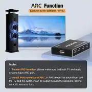 5 in 1 Out 8K HDMI ARC Audio Switch 4K 120Hz eARC Audio 2.1 Splitter W Remote