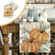 Autumn Table Runner Halloween Themed Pumpkin Chrysanthemum For Home Dining