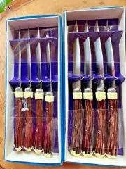 Hollow Ground Stainless Steel Steak Knives Two Boxes 8 Knives Total Vintage