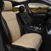 Black Panther Car Seat Cover, Luxury Car Seat Protector,Universal Anti-Slip Driver Seat Cover with Backrest, Diamond Pattern Embroidery (1Piece,Beige)