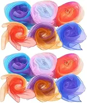 [Holibanna] 12Pcs Colorful Chiffon Scarves for Dance and Performance Play Scarves Soft and Skin Friendly for Costumes Parties Weddings and Everyday Wear Random Color