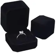 [Yukiyi] Velvet Earring Ring Brooch Cufflink Box for Jewellery Gift - Small Engagement Wedding Day Proposal Ceremony Box for Men and Women - Black