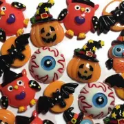 Halloween Pumpkin Owl Bat Flatback Cabochons - Set of 18