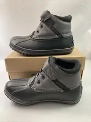 NEW Sperry Bowline Storm Boys size 11M Black & Gray Duck Boots Water Resistant