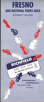 1963 Richfield Road Map: Fresno and National Parks Area NOS