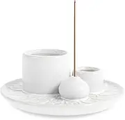 Incense and Candle Holder for Burning Sage Candle Holder for Burning Sage, Incense Holder for Sticks Sage Holder for Burning Bowl Ash Catcher Tray for Smudge Meditation Yoga(White)