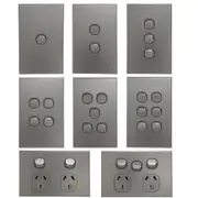 3A AU 1 2 3 4 5 6 Gang Wall Switch & Powerpoints - Silver - Slim -SAA