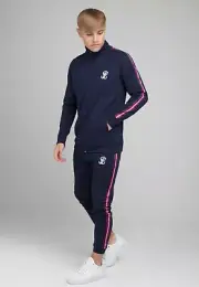 Illusive London Juniors Neon Light Funnel Neck Track Top Navy 13-14 Years